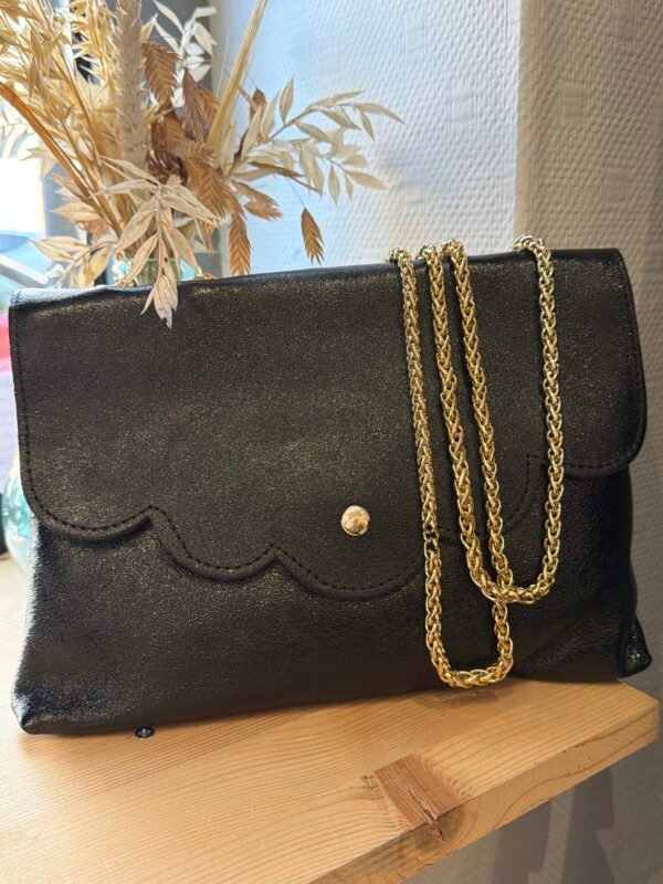 Sac cuir métallisé noir - Modele Will