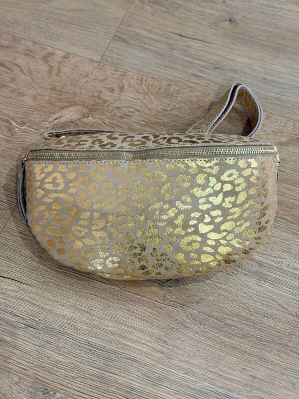 Sac banane métallisé doré léopard – Modèle Lou
