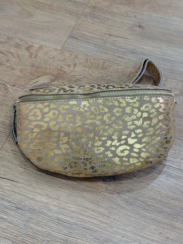 Sac banane métallisé doré léopard – Modèle Lou