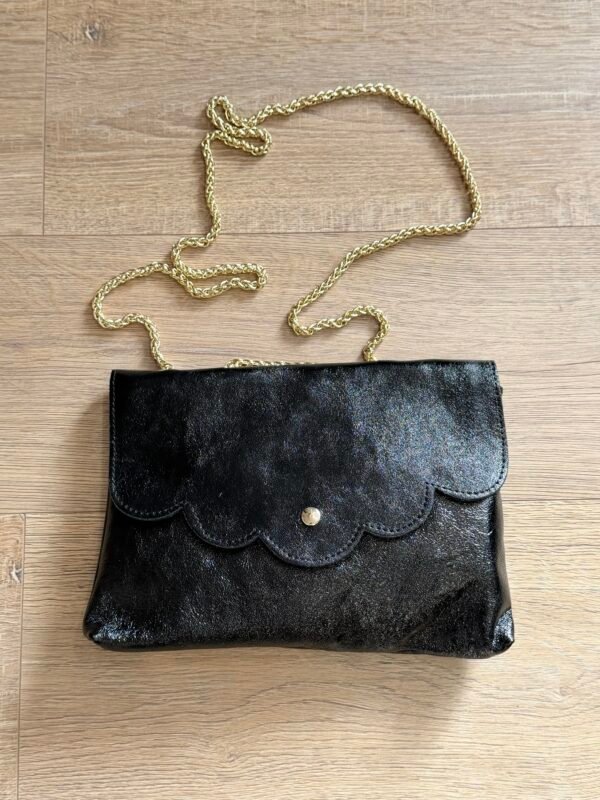 Sac cuir métallisé noir - Modele Will