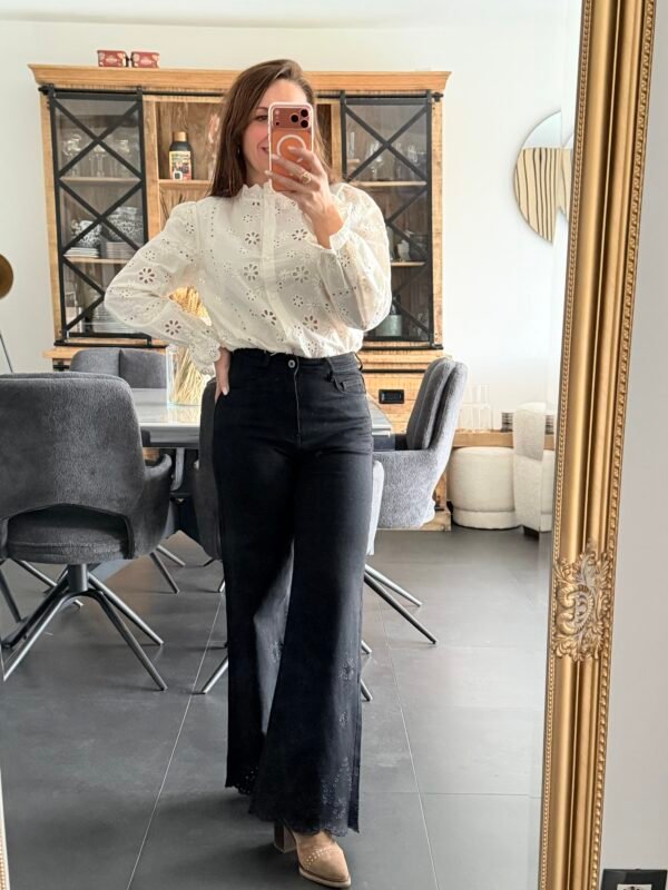 Chemise beige broderie anglaise- Modèle Jay