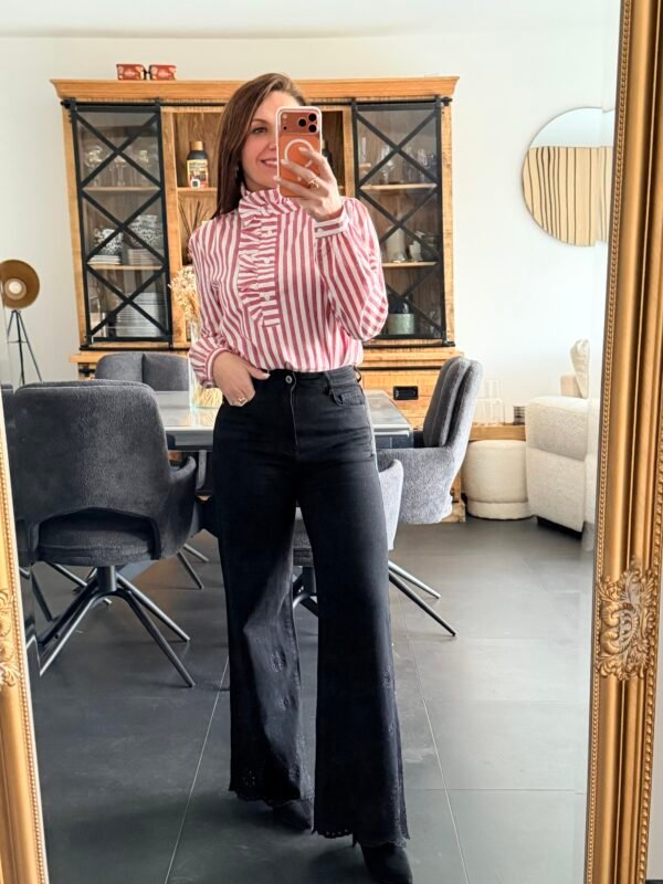 img_2537 Blouse rayée rouge à col victorien - Modèle Ollysse