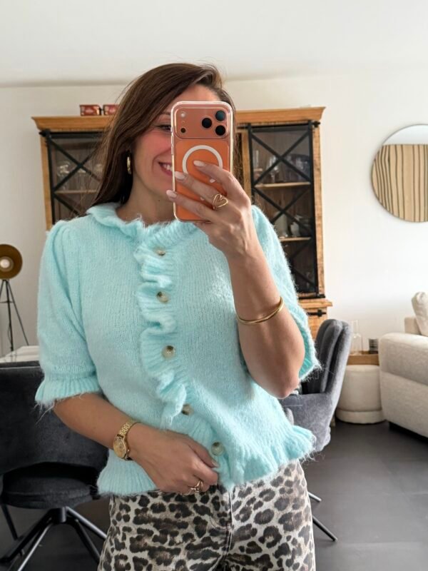 img_2575 Gilet bleu pastel - Modèle Kelly