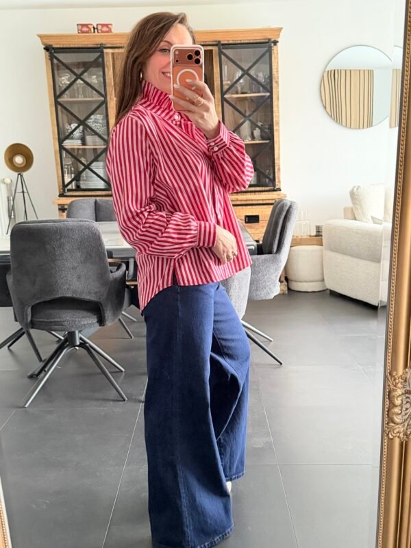 img_2656 Chemise rayée rouge à col montant - Modèle Agatha