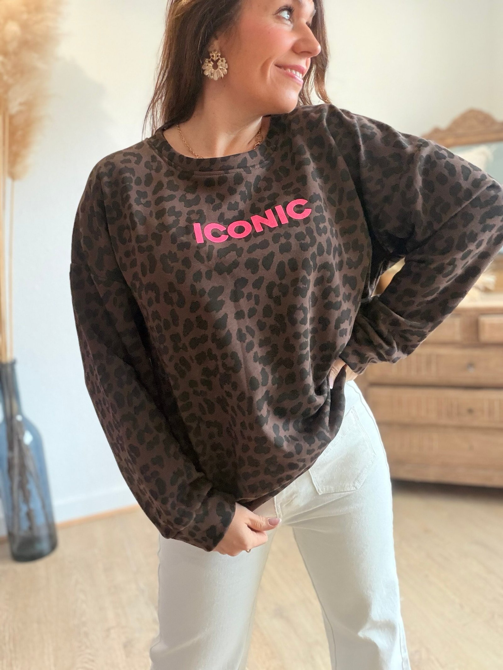 Sweat léopard marron – Modèle Iconic