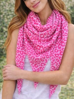 Foulard gaze de coton léopard fushia - Modèle Magdalena