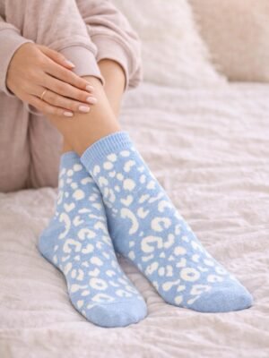 Chaussettes à Paillettes Léopard bleu ciel