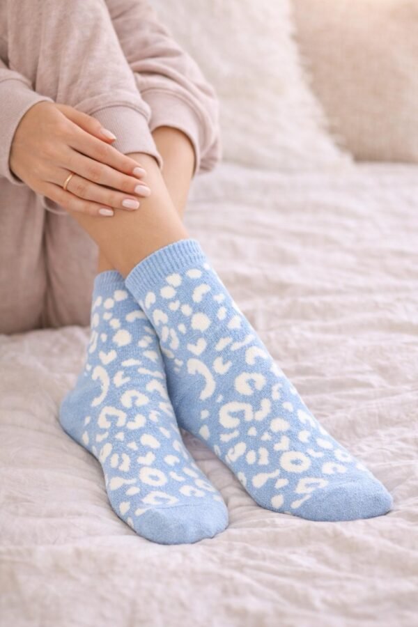 Chaussettes à Paillettes Léopard bleu ciel