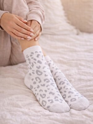 Chaussettes à Paillettes Léopard gris