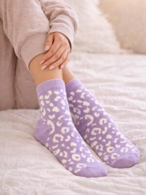Chaussettes à Paillettes Léopard lilas