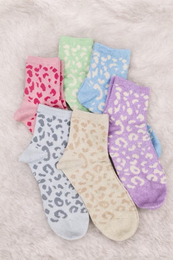 Chaussettes à Paillettes Léopard bleu ciel