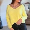 Pull maille fine jaune - Modèle Laura