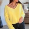 Pull maille fine jaune - Modèle Laura