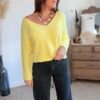Pull maille fine jaune - Modèle Laura
