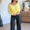 Pull maille fine jaune - Modèle Laura