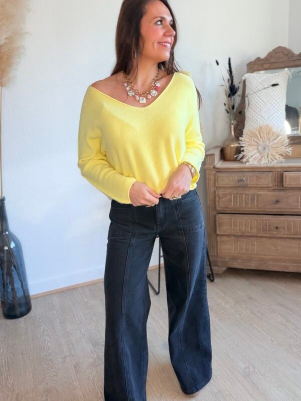 Pull maille fine jaune - Modèle Laura