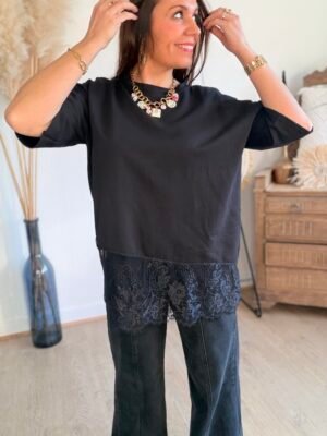 img_3772 T shirt noir bas dentelle - Modèle Romance