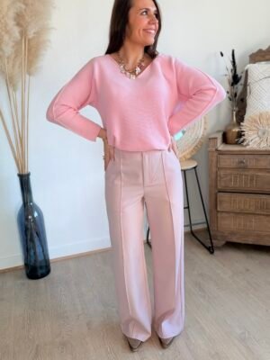 Pull maille fine rose - Modèle Laura