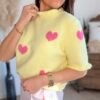 Pull jaune à cœurs   - Modèle Bake