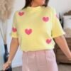Pull jaune à cœurs   - Modèle Bake
