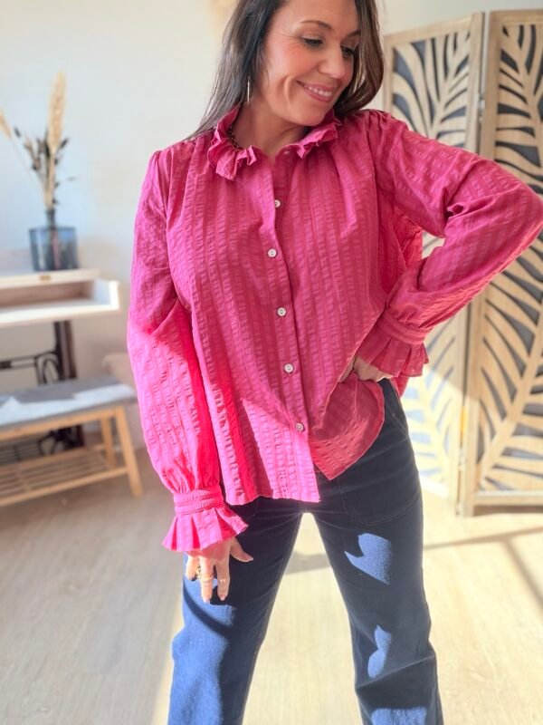 Chemise rayée fushia   - Modèle Valeria