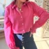 Chemise rayée fushia   - Modèle Valeria
