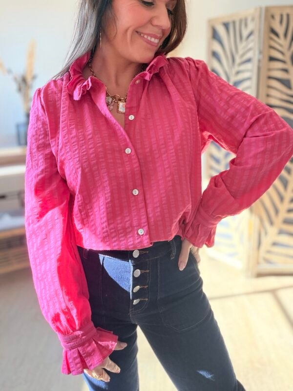 Chemise rayée fushia   - Modèle Valeria