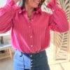Chemise rayée fushia   - Modèle Valeria