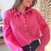 Chemise rayée fushia   - Modèle Valeria