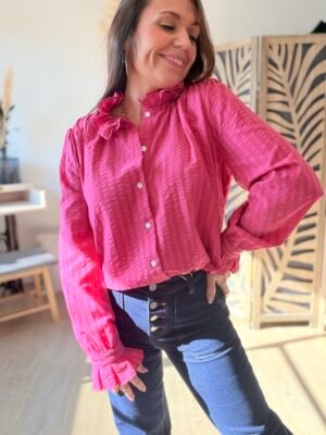 Chemise rayée fushia   - Modèle Valeria