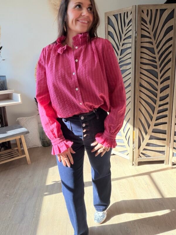 Chemise rayée fushia   - Modèle Valeria