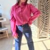 Chemise rayée fushia   - Modèle Valeria