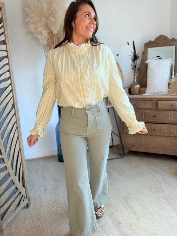 Chemise rayée jaune  - Modèle Pauline
