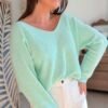 Pull maille fine vert clair  - Modèle Laura