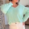 Pull maille fine vert clair  - Modèle Laura