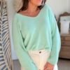 Pull maille fine vert clair  - Modèle Laura