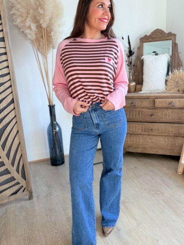 Top marinière rose - Modèle Lina