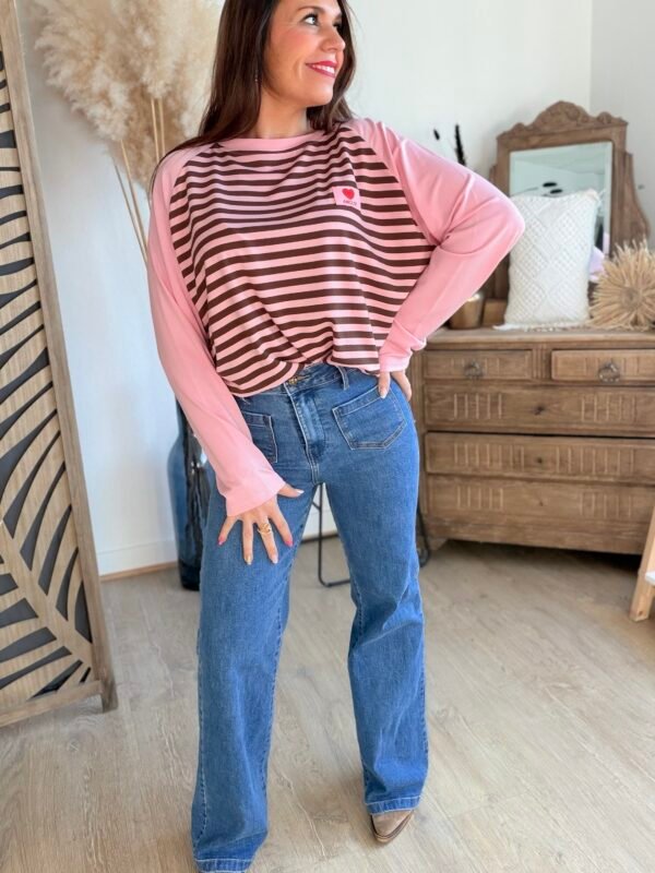 Top marinière rose - Modèle Lina