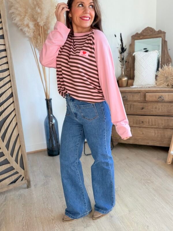 Top marinière rose - Modèle Lina