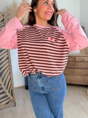 Top marinière rose - Modèle Lina