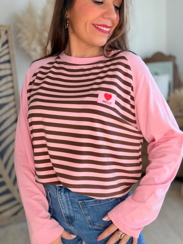 Top marinière rose - Modèle Lina