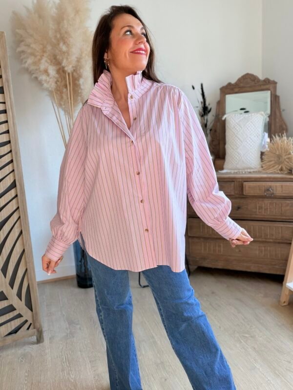 Chemise a rayures rose - Modèle Brayden