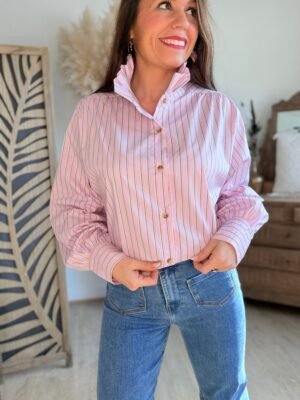 Chemise a rayures rose - Modèle Brayden