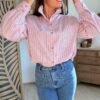 Chemise a rayures rose - Modèle Brayden