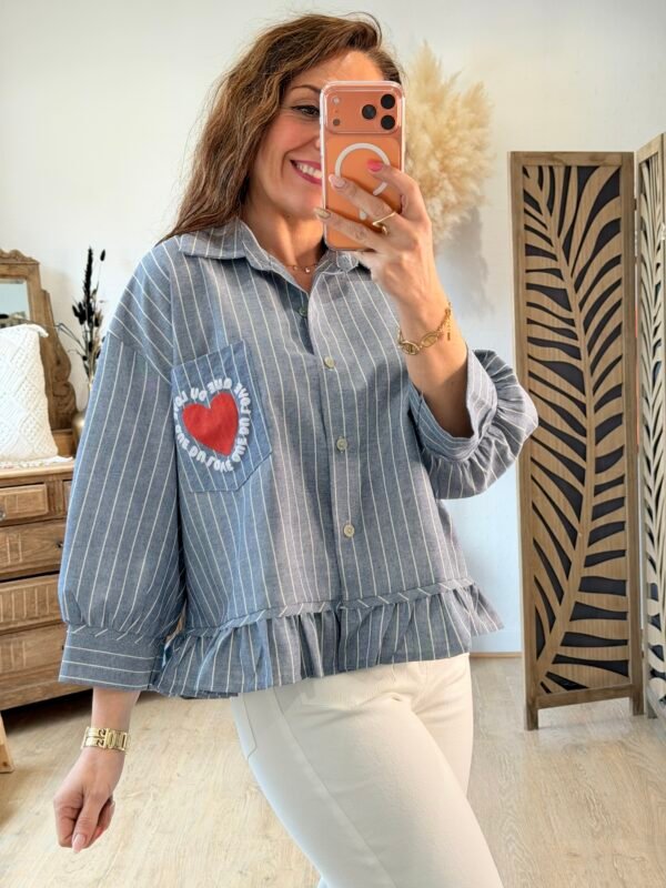 Chemise style jean à rayures - modèle Caroline