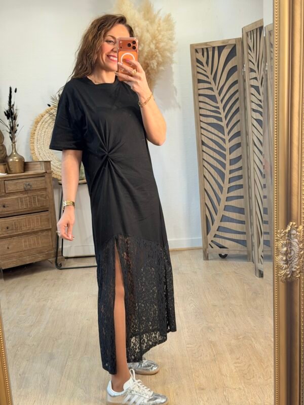 Robe longue noire bas dentelle - Modèle Mara
