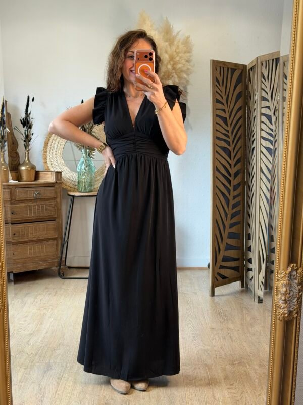 ROBE LONGUE AVEC FENTE NOIRE Robe longue noire - Modèle Laurène