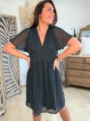 Robe noire à pois - Modèle Medina