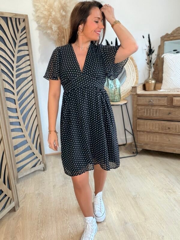 Robe noire à pois - Modèle Medina