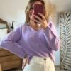 Pull maille fine lilas - Modèle Laura